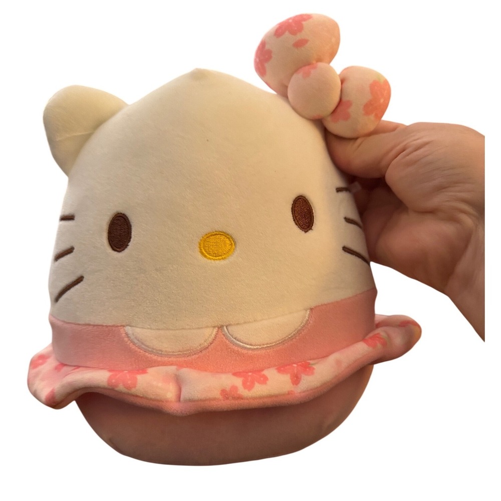 Squishmallows Hello Kitty Plush‎ Kids 8 Inch Pink Sakura Floral Dress Excellent
